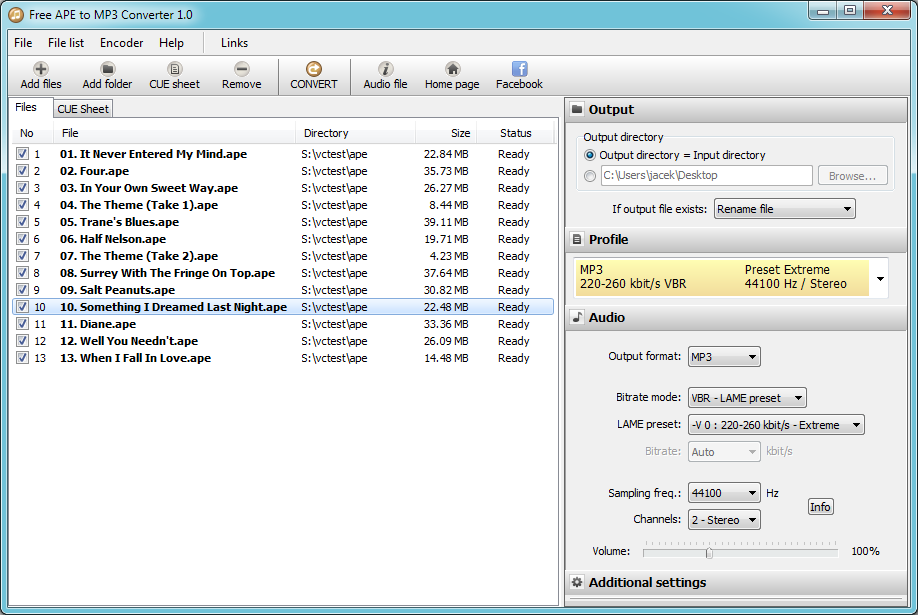 Free APE to MP3 Converter CUE sheet splitter Pazera Software