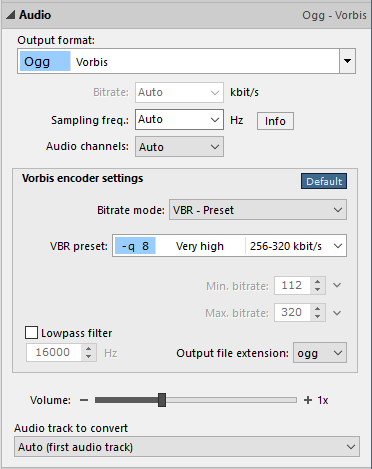 Vorbis encoder settings