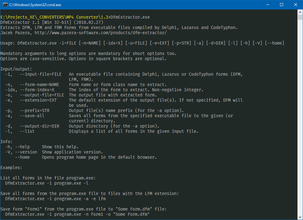 DfmExtractor - Syntax